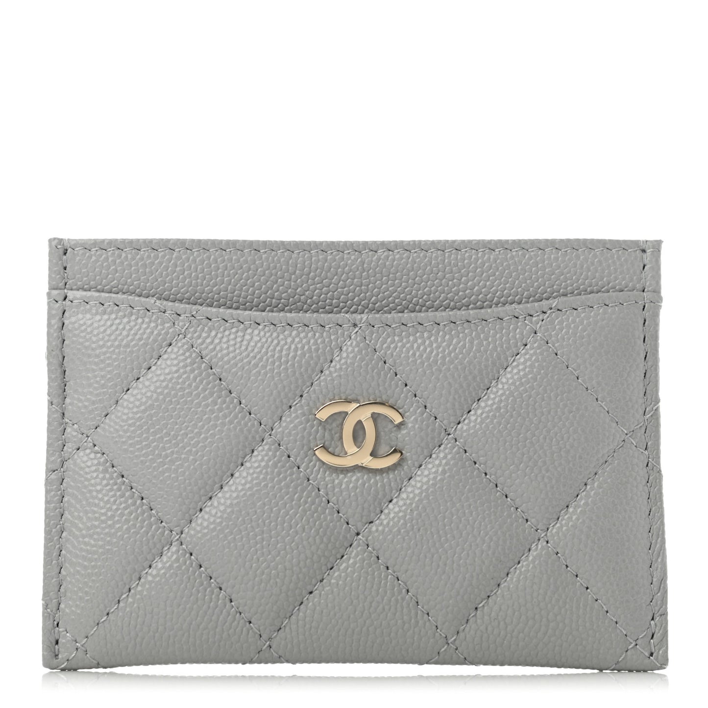 Caviar Quilted Card Holder Grey