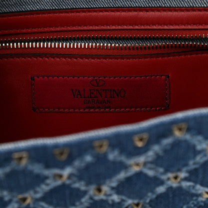 Valentino Garavani Denim Rockstud Spike Wallet on Chain Blue 11 of 16
