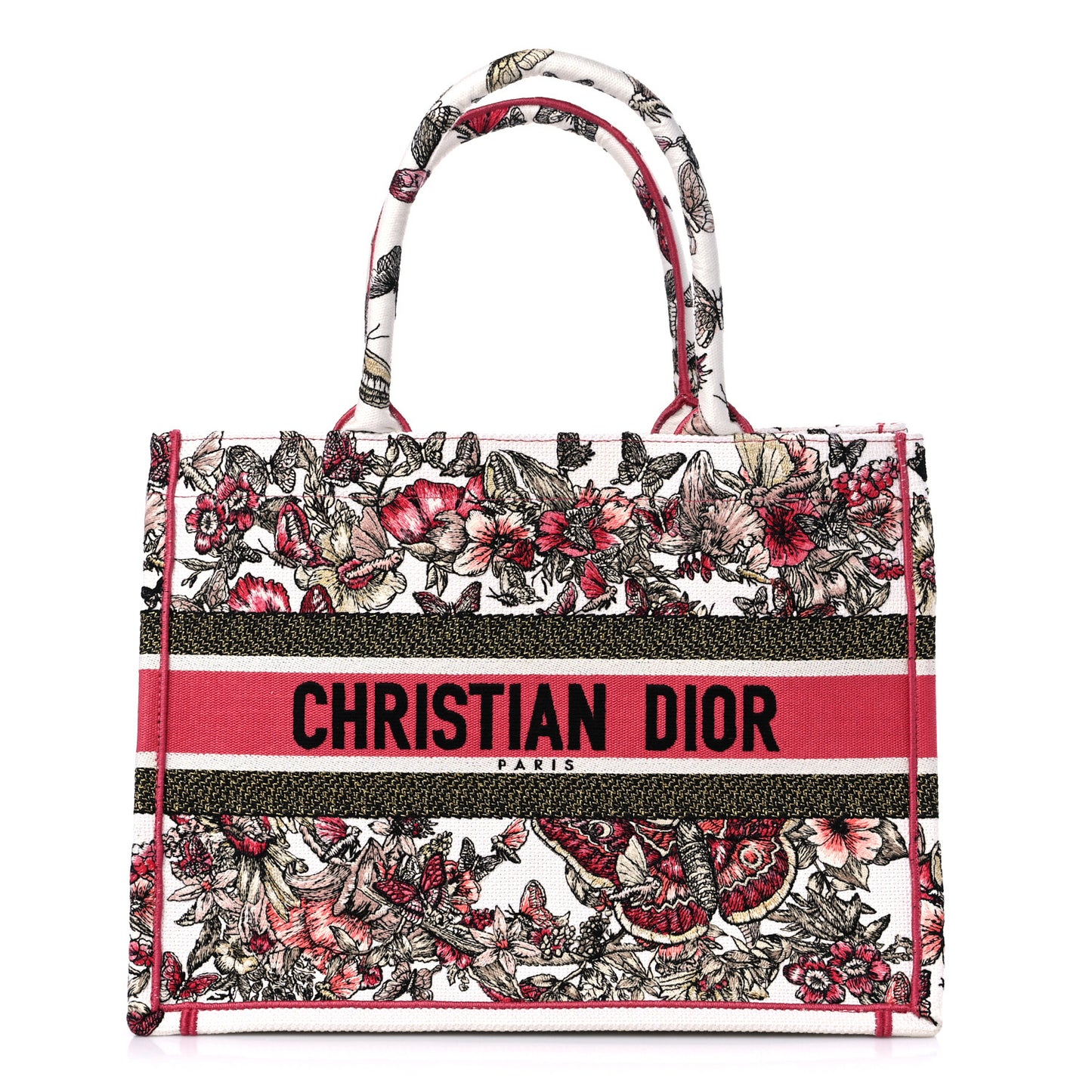 Canvas Embroidered Medium Butterfly Print Book Tote Multicolor