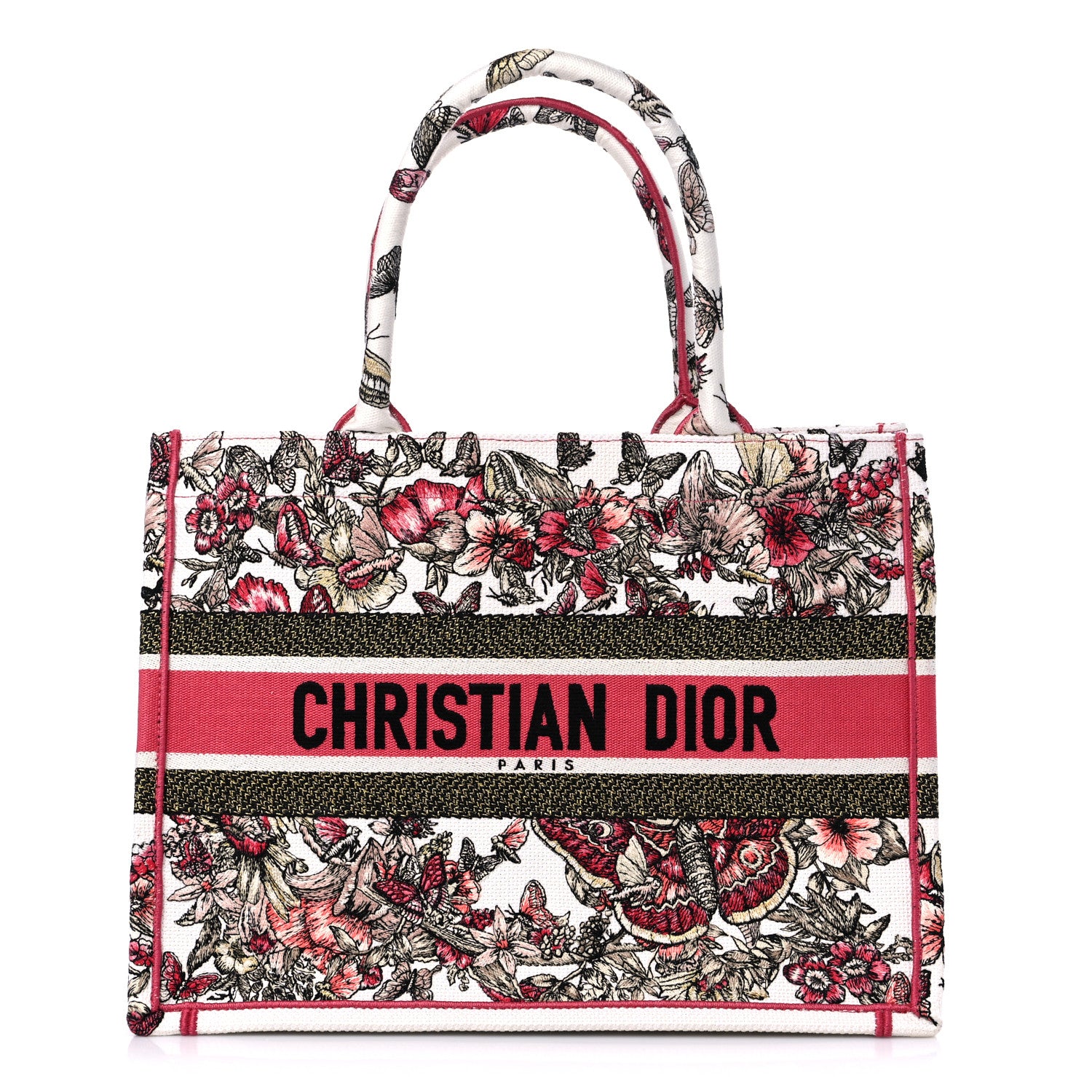 Christian Dior Canvas Embroidered Medium Butterfly Print Book Tote Multicolor 1 of 9