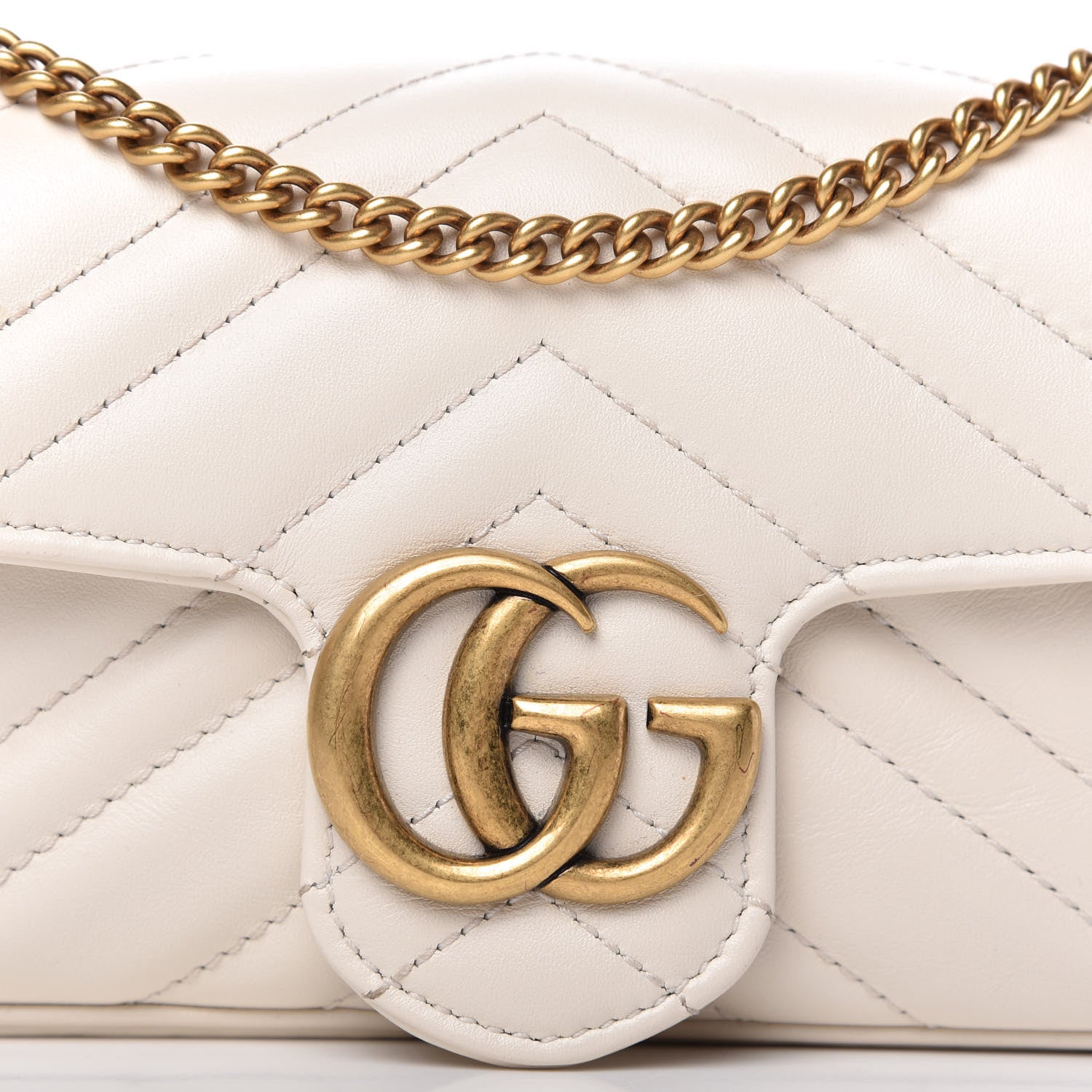 Gucci Calfskin Matelasse Super Mini GG Marmont Shoulder Bag White 10 of 10