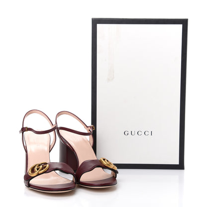 Gucci Lifford Calfskin GG Marmont Ankle Wrap 75mm Sandals 38 Vintage Bordeaux 11 of 11