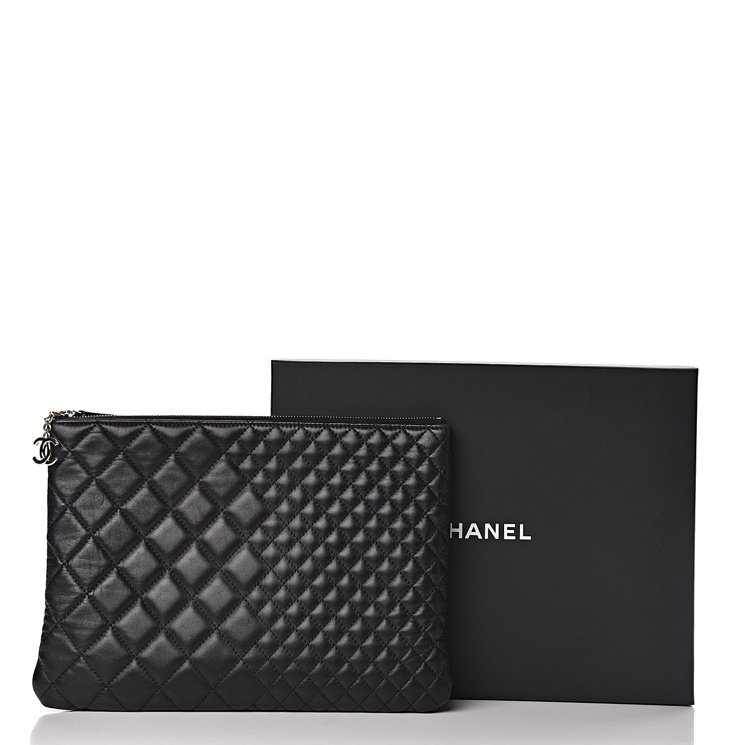 Chanel Lambskin Bi Quilted Medium Cosmetic Case Black 11 of 11
