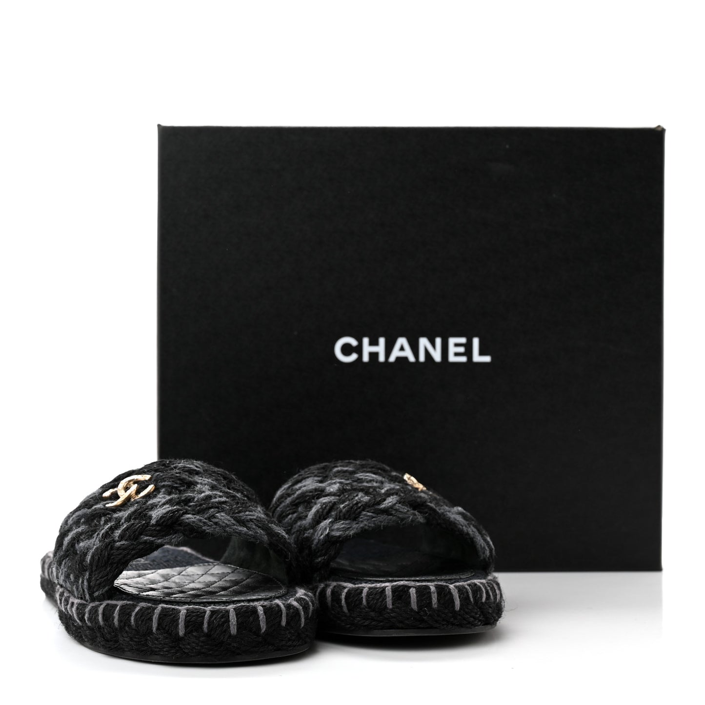 Cord Braided CC Mules 40 Black