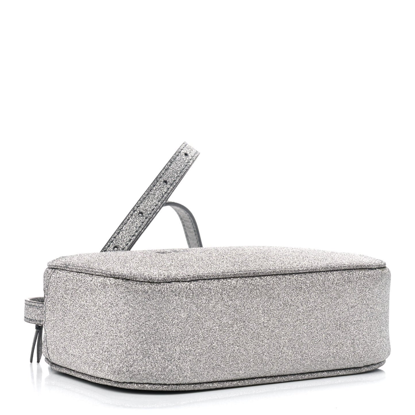 Glitter Calfskin Logo XS Everyday Camera Bag Silver