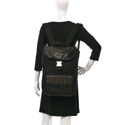 Fendi Nylon Glazed Fabric Vitello Liberty FF 1974 Diagonal Tobacco Moresco Black 2 of 18