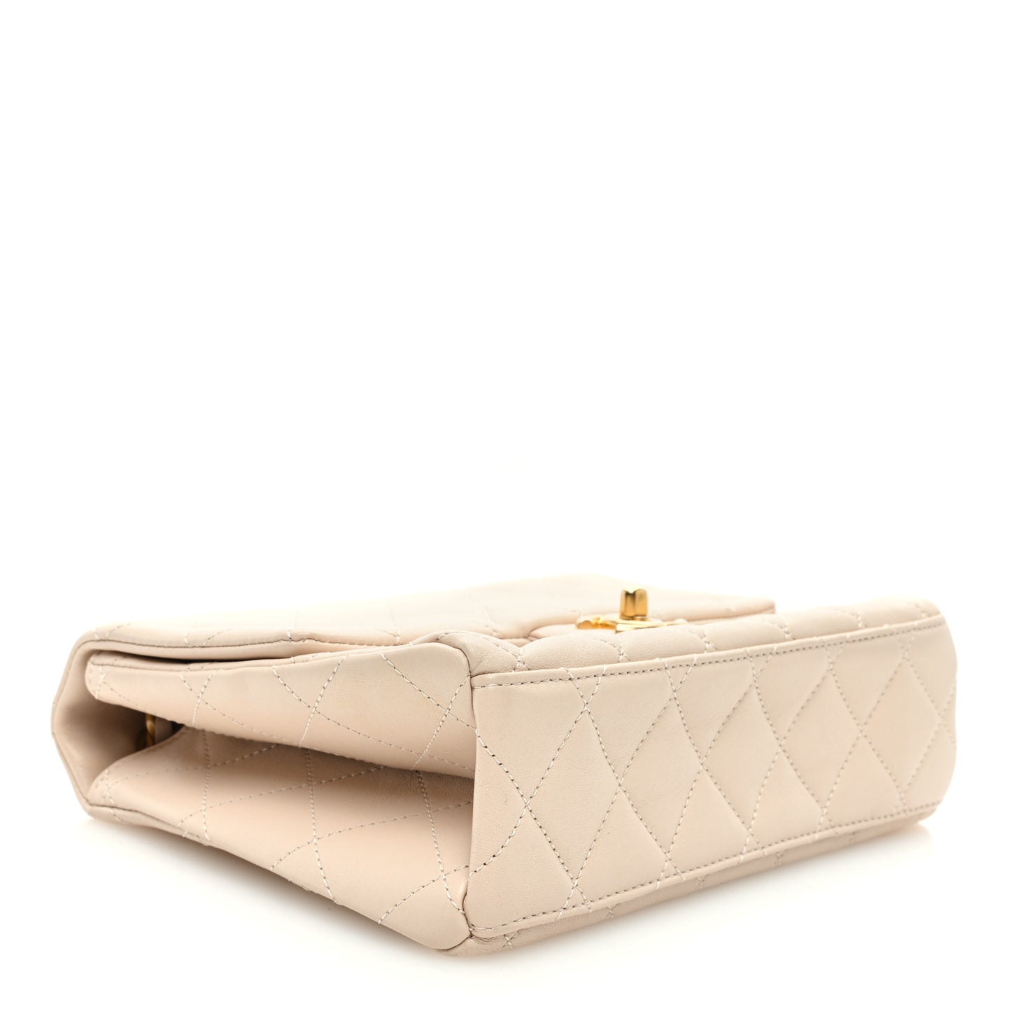 Lambskin Quilted Chaine Lettre Square Flap Beige