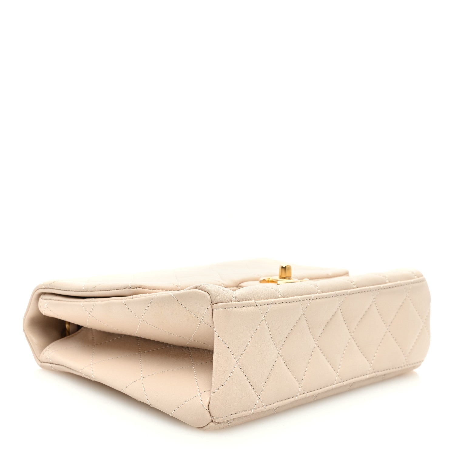 Chanel Lambskin Quilted Chaine Lettre Square Flap Beige 4 of 10