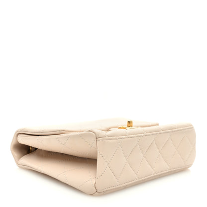 Chanel Lambskin Quilted Chaine Lettre Square Flap Beige 4 of 10
