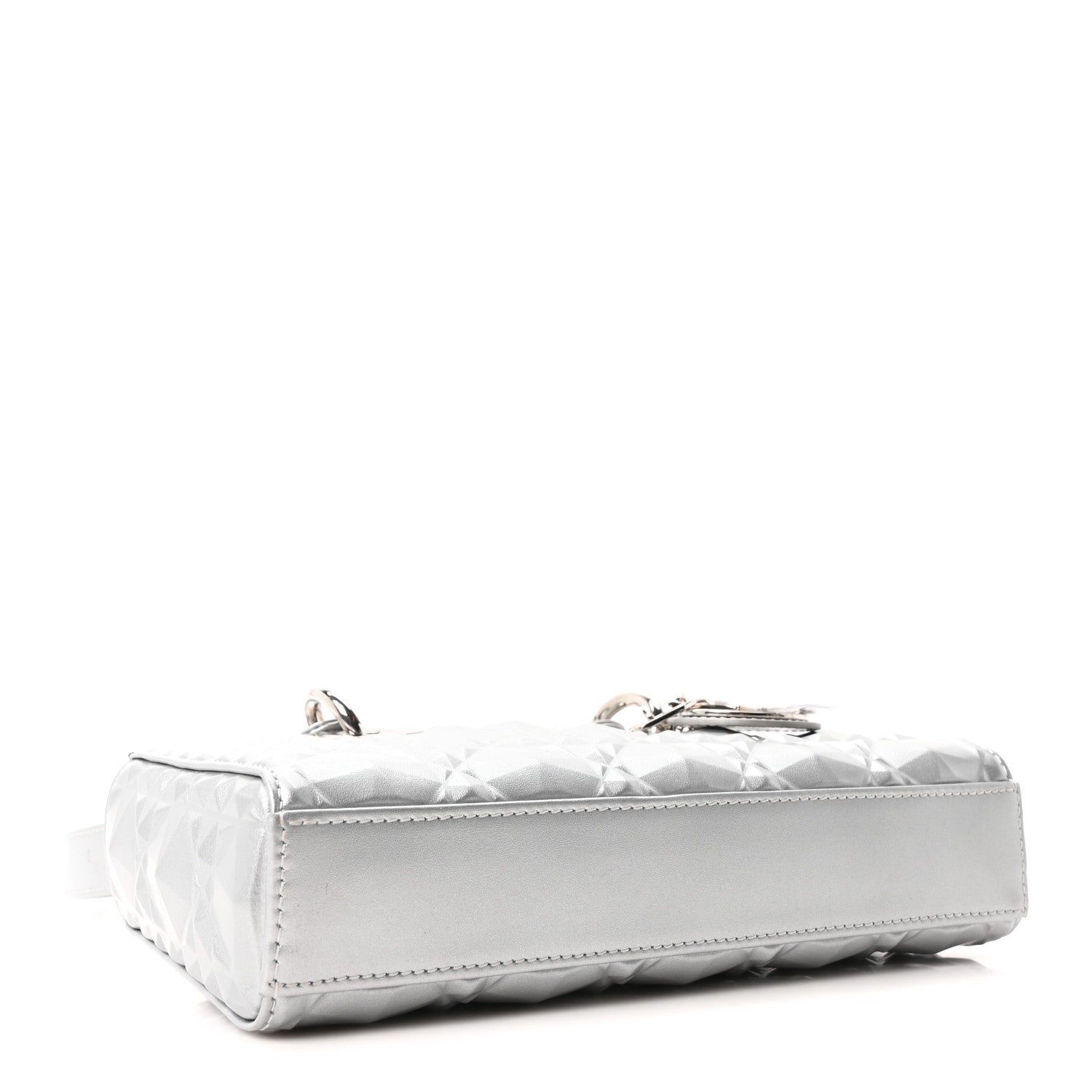 Christian Dior Metallic Calfskin Cannage Diamond Small Lady D-Joy Silver 4 of 10