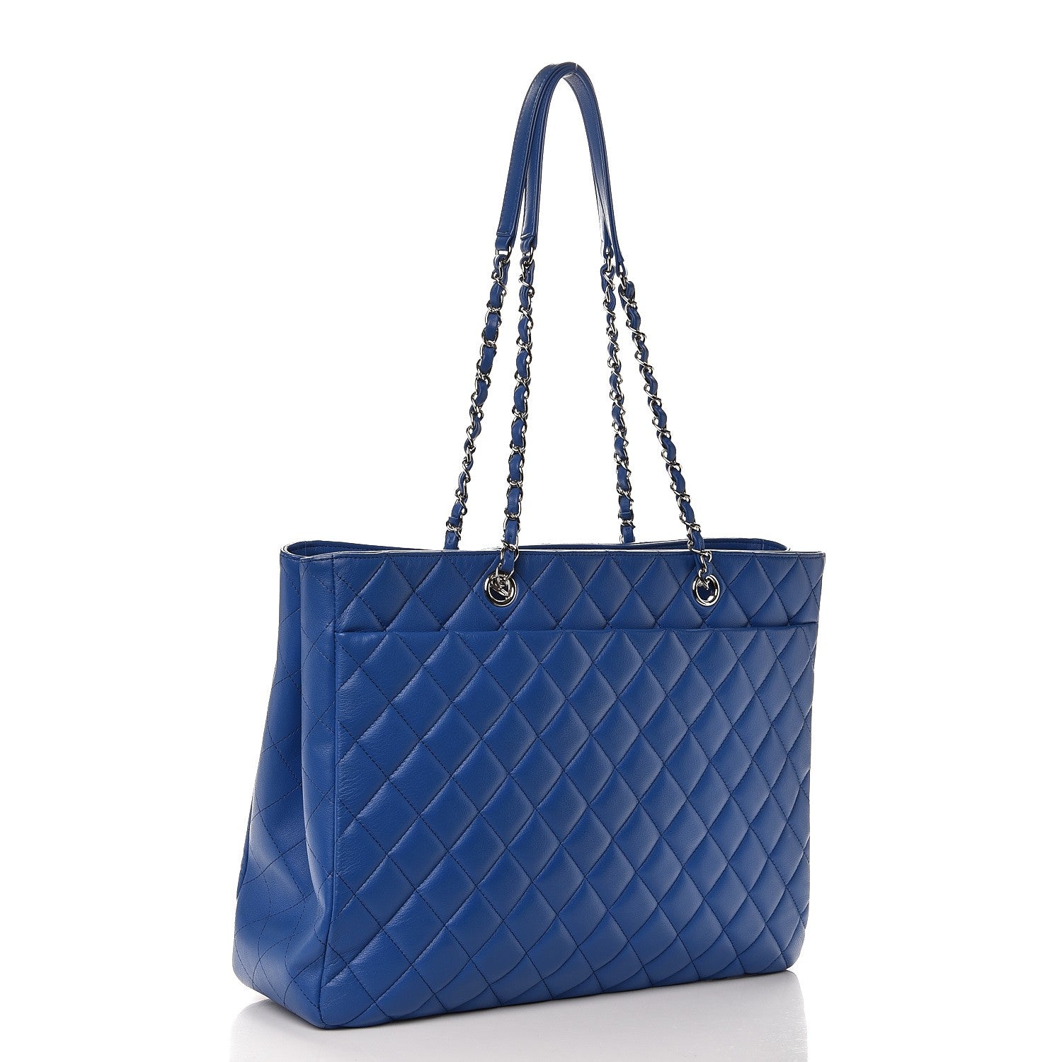 Chanel Calfskin Quilted Large CC Shopping Tote Blue 3 of 7