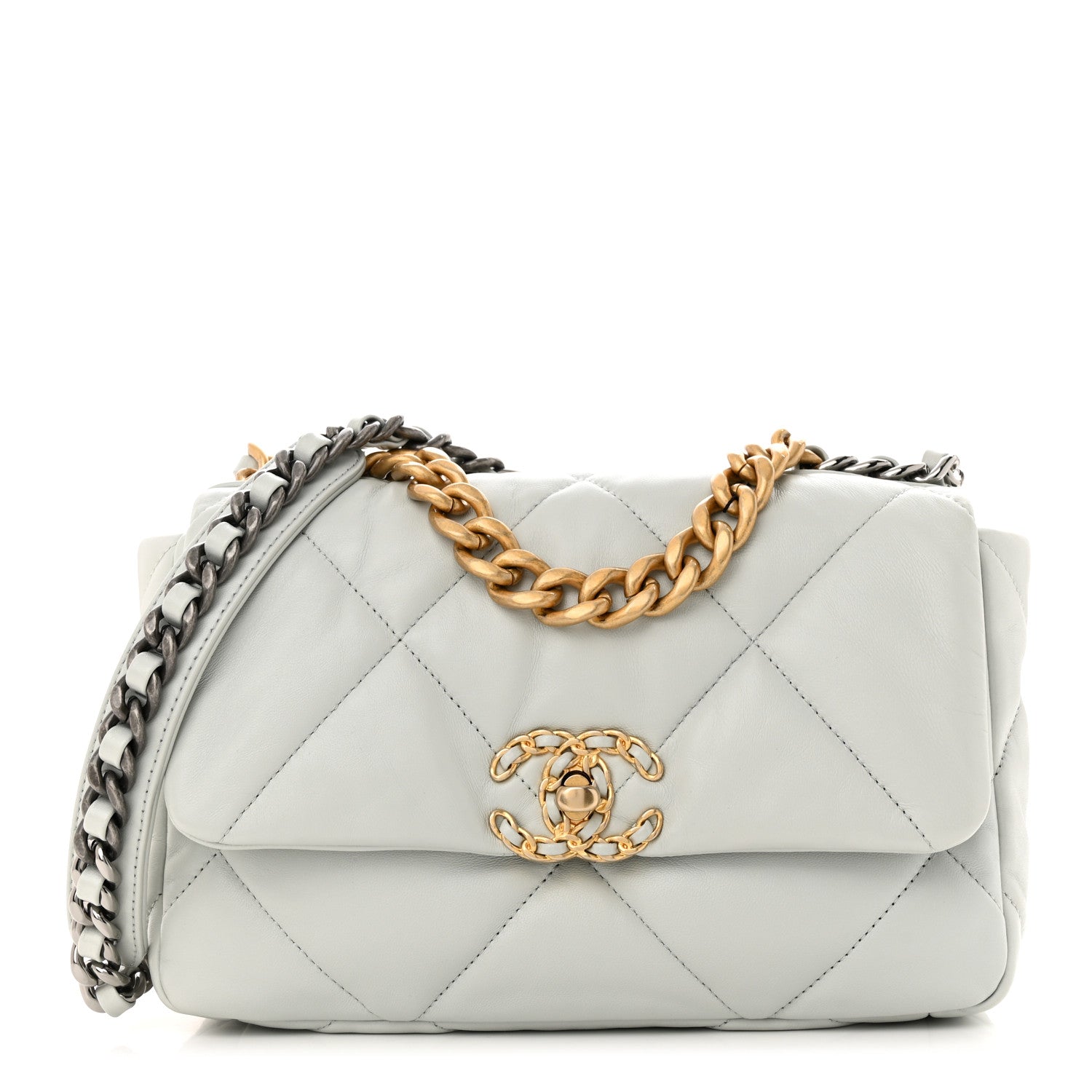 Chanel Lambskin Quilted Medium Chanel 19 Flap Light Blue 1 of 11