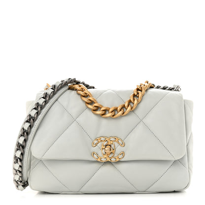 Chanel Lambskin Quilted Medium Chanel 19 Flap Light Blue 1 of 11