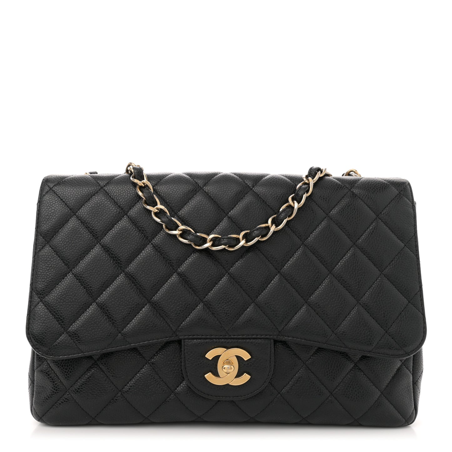 Caviar Quilted Jumbo Single Flap Black