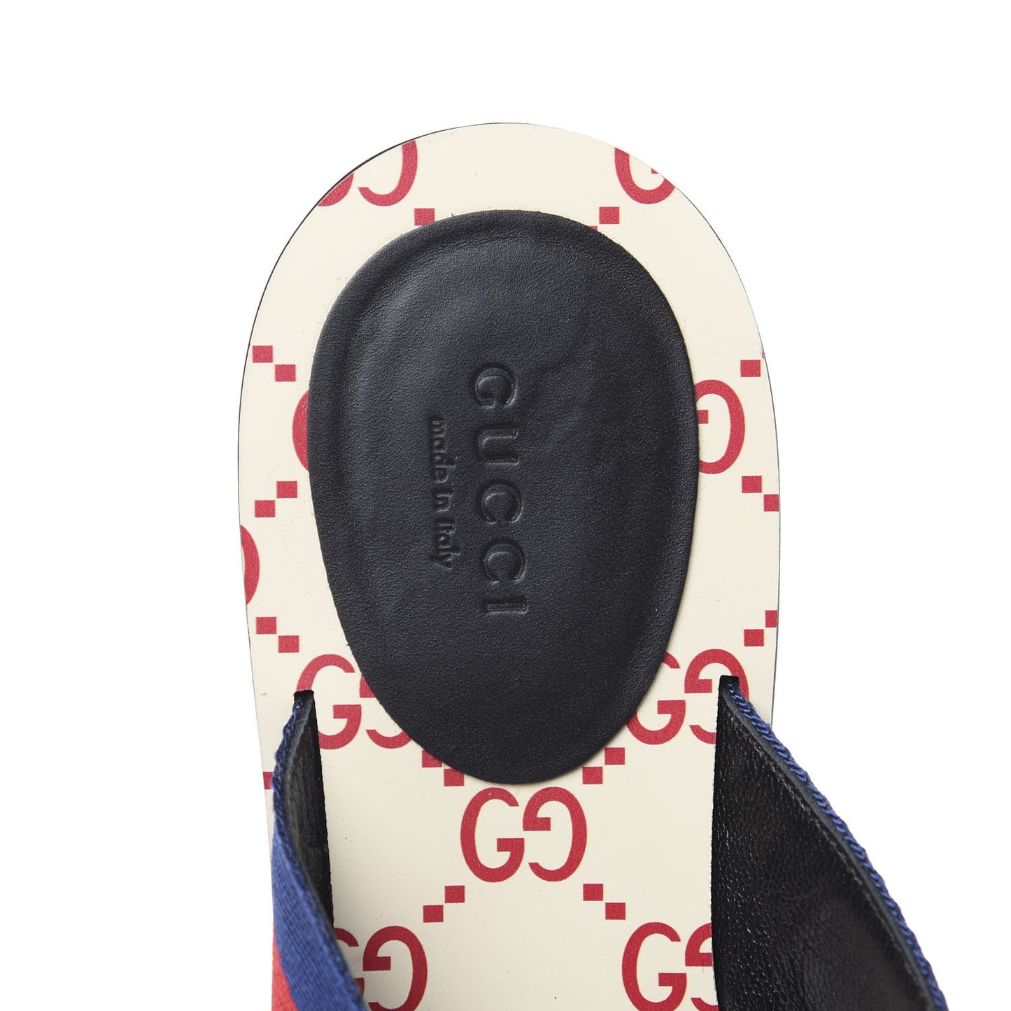 Nylon Calfskin Sylvie Web GG Monogram Womens Thong Sandals 39.5 Mystic White Hibiscus Red Marine Black