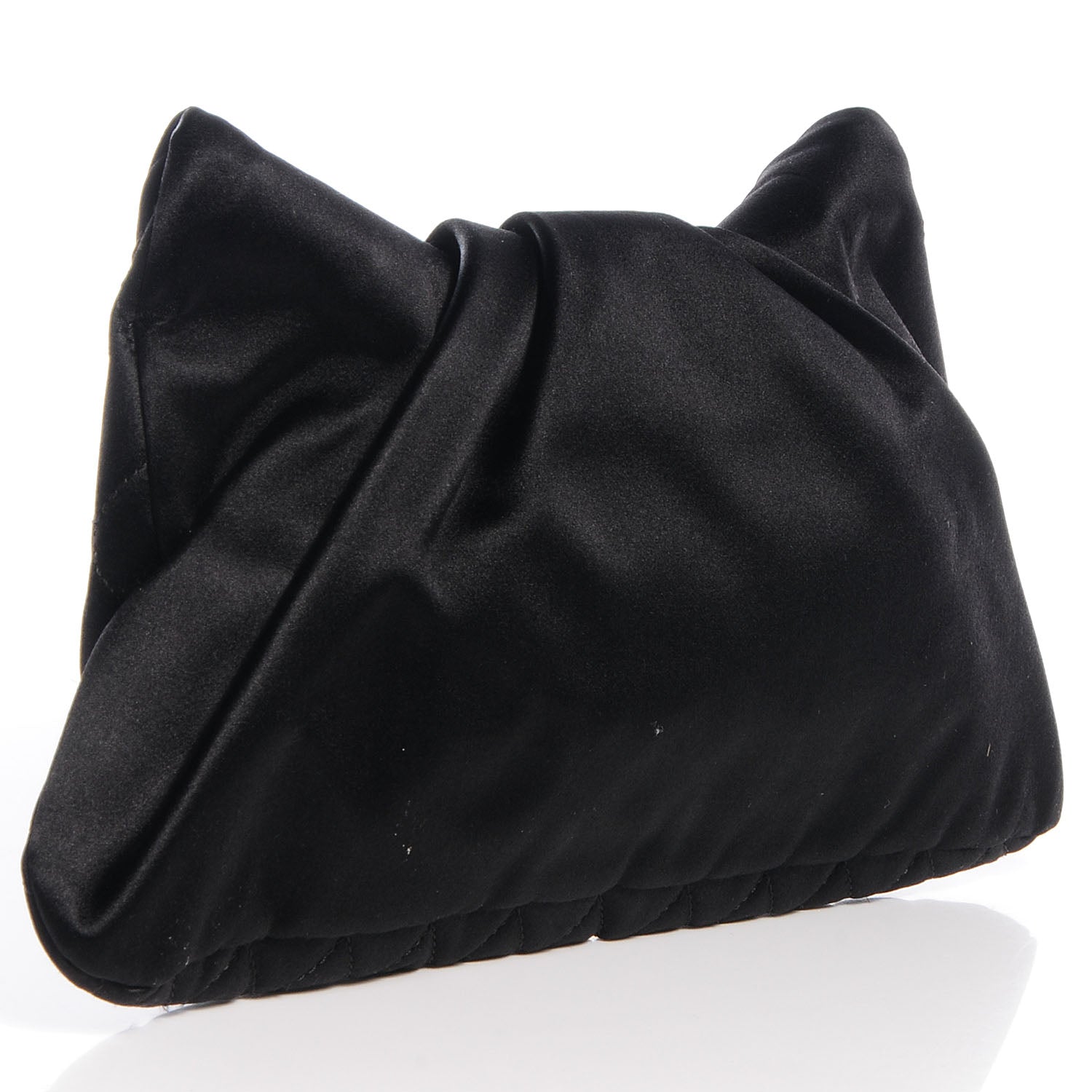 Chanel Satin Quilted Flap Clutch Black 3 of 7