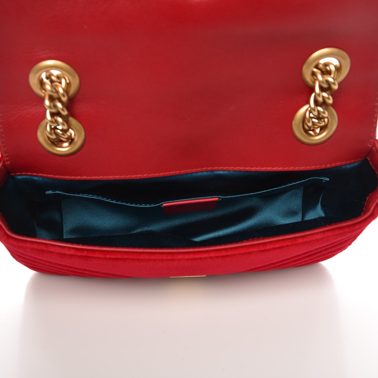 Gucci Velvet Matelasse Mini GG Marmont Shoulder Bag Hibiscus Red 5 of 7