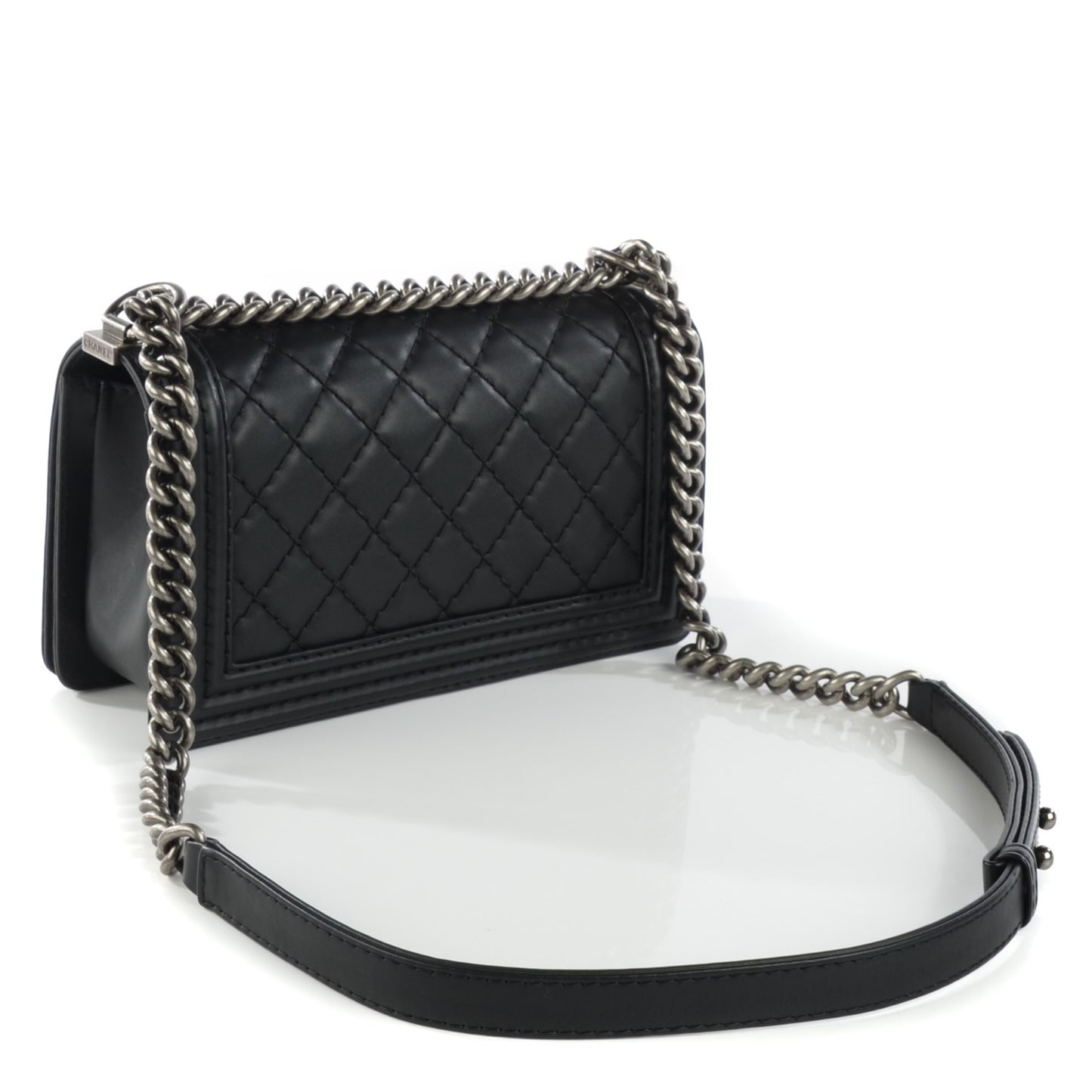 Calfskin Quilted Medium Boy Flap Black