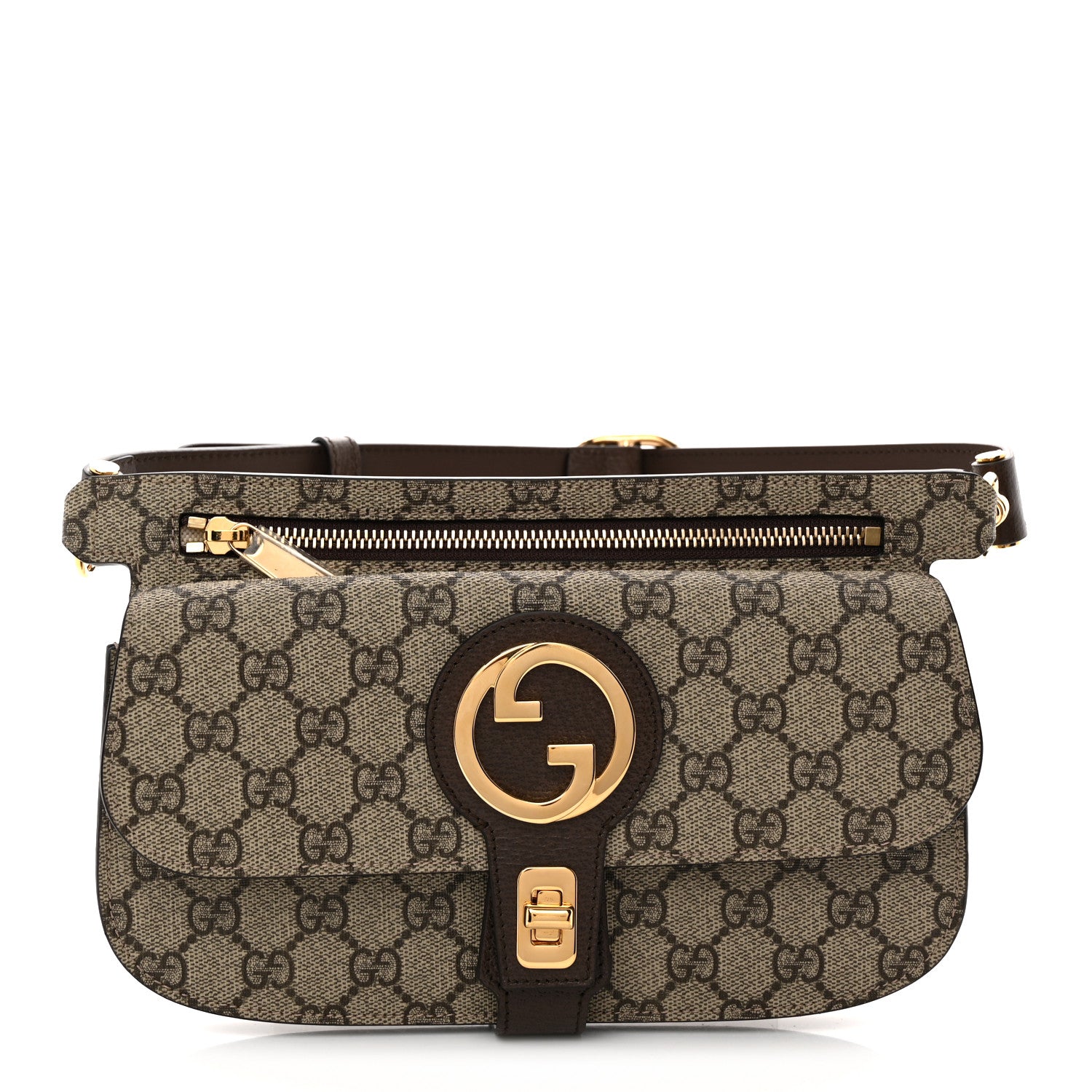 Gucci GG Supreme Monogram Textured Dollar Calfskin Blondie Belt Bag Beige Ebony New Acero 1 of 10