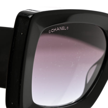Chanel Acetate Rectangle Sunglasses 5435-A Black 7 of 8