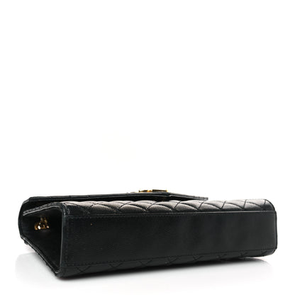 Saint Laurent Grain De Poudre Textured Mixed Matelasse Triquilt Medium Monogram Satchel Black 4 of 10