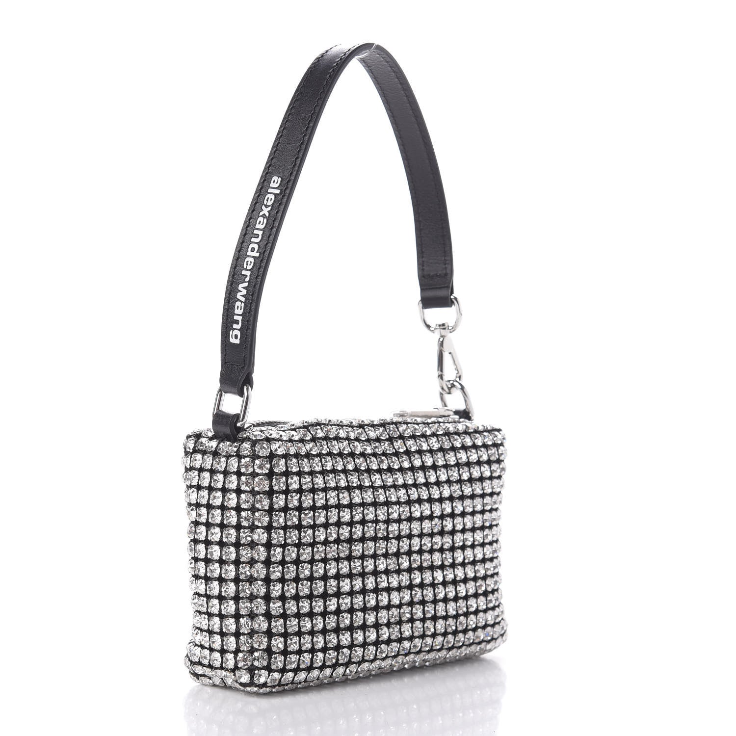 Alexander Wang Mesh Crystal Rhinestone Mini Heiress Pouch Black Silver 3 of 9