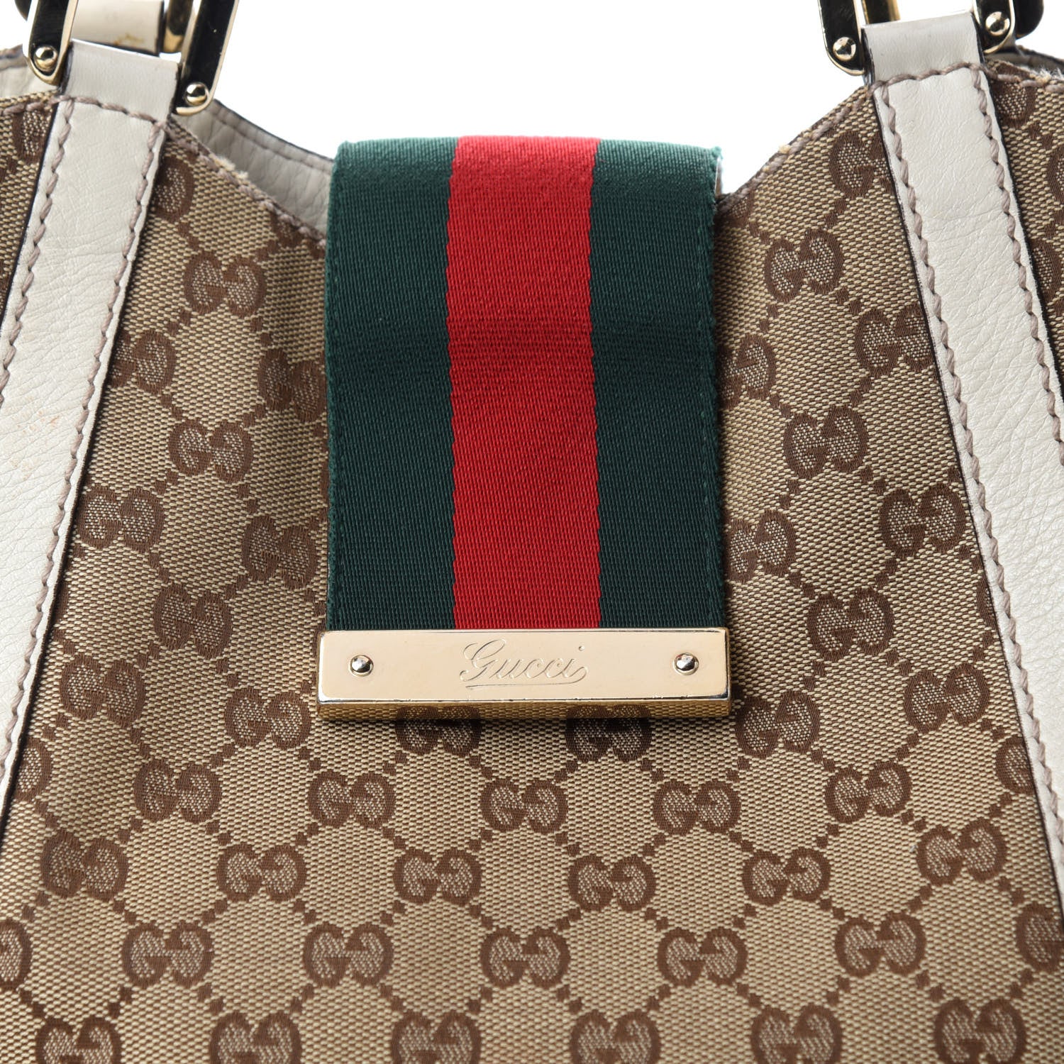 Gucci Monogram New Ladies Web Tote Off White 14 of 14