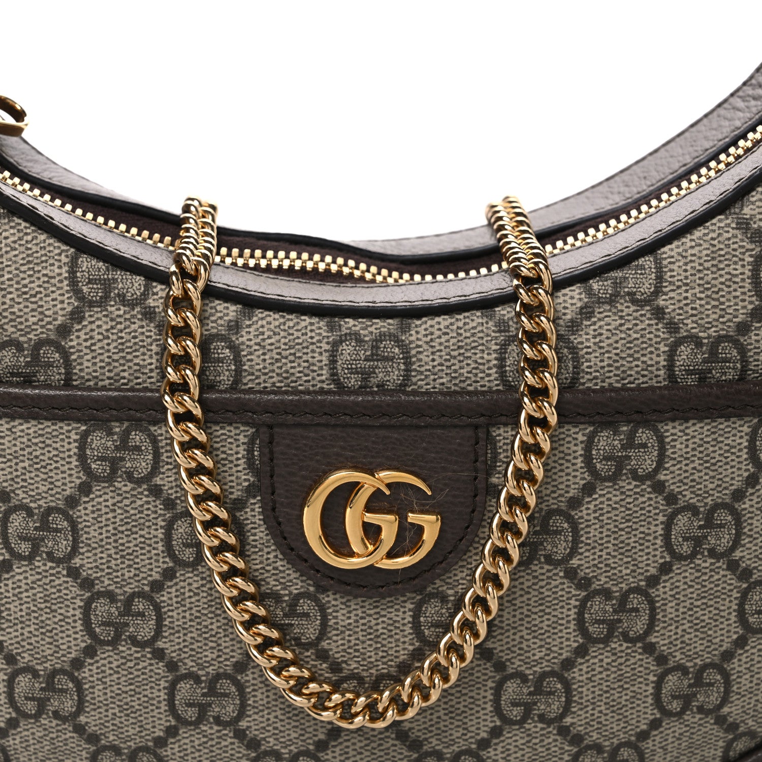 Gucci GG Supreme Monogram Textured Dollar Calfskin Small Ophidia Shoulder Bag Beige Ebony New Acero 8 of 10