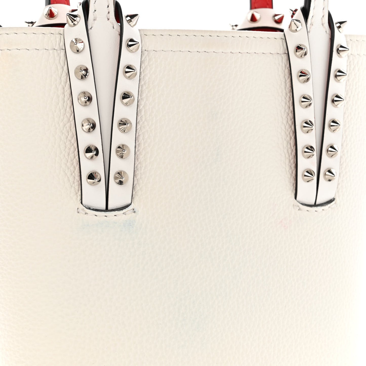 Calfskin Spikes Mini North South Cabata Tote White