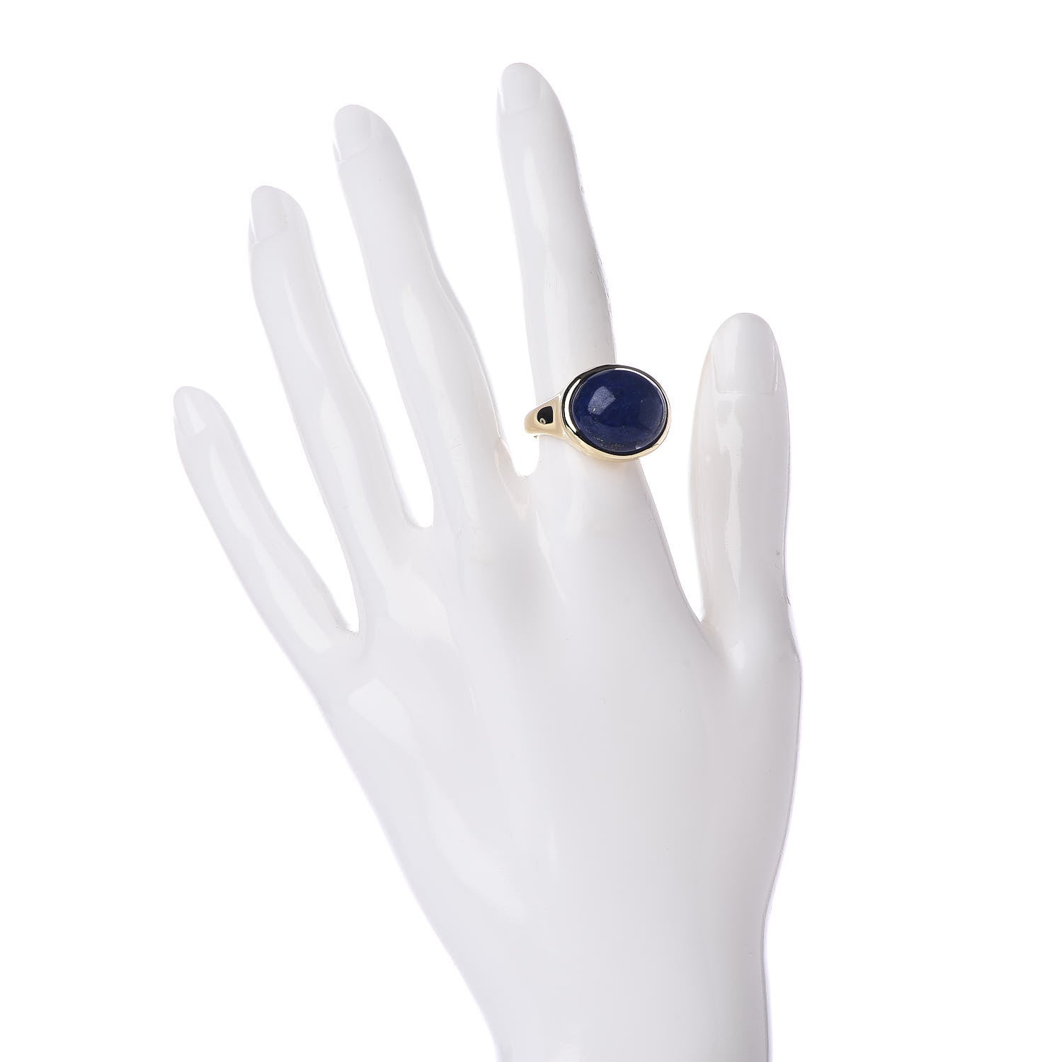 Tiffany 18K Yellow Gold Lapis 15mm Elsa Peretti Cabochon Ring 52 6 2 of 5