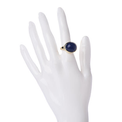 Tiffany 18K Yellow Gold Lapis 15mm Elsa Peretti Cabochon Ring 52 6 2 of 5