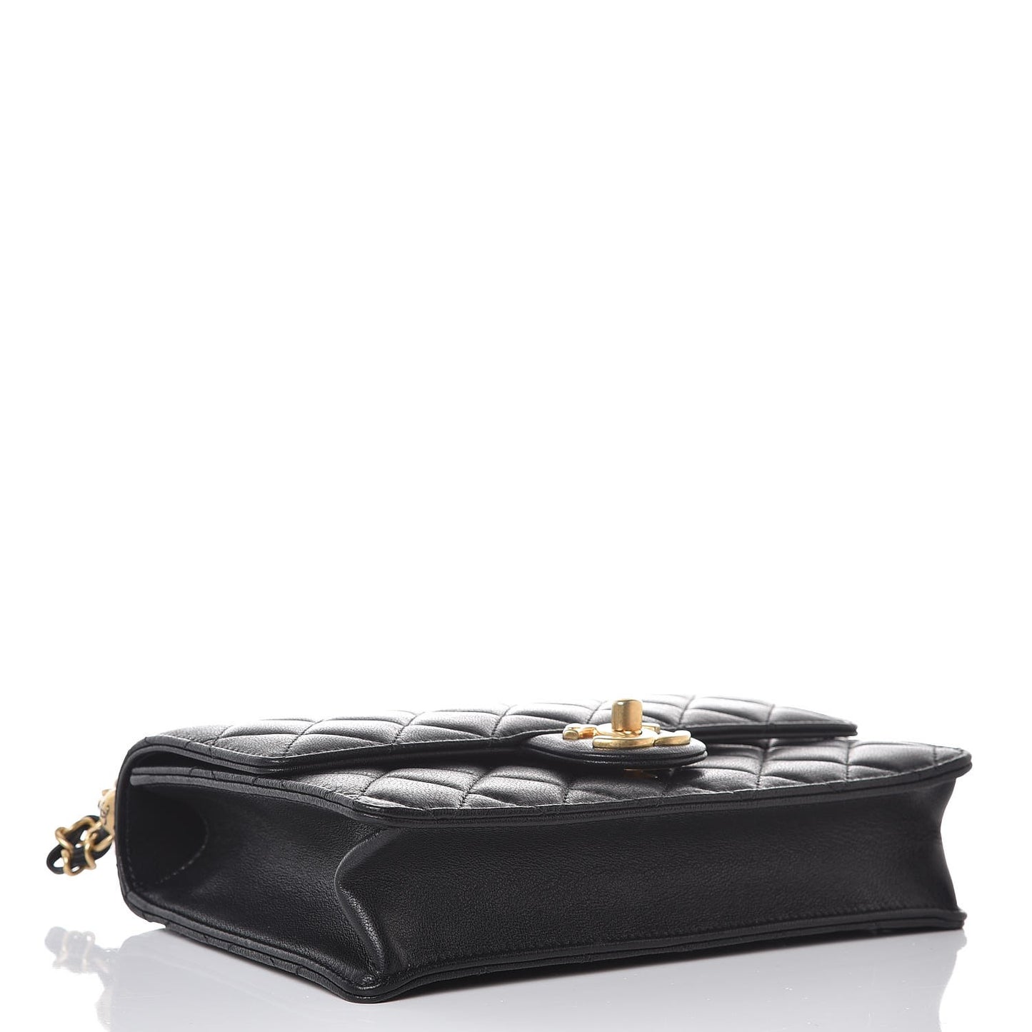 Lambskin Quilted Small Chic Pearls Flap Black