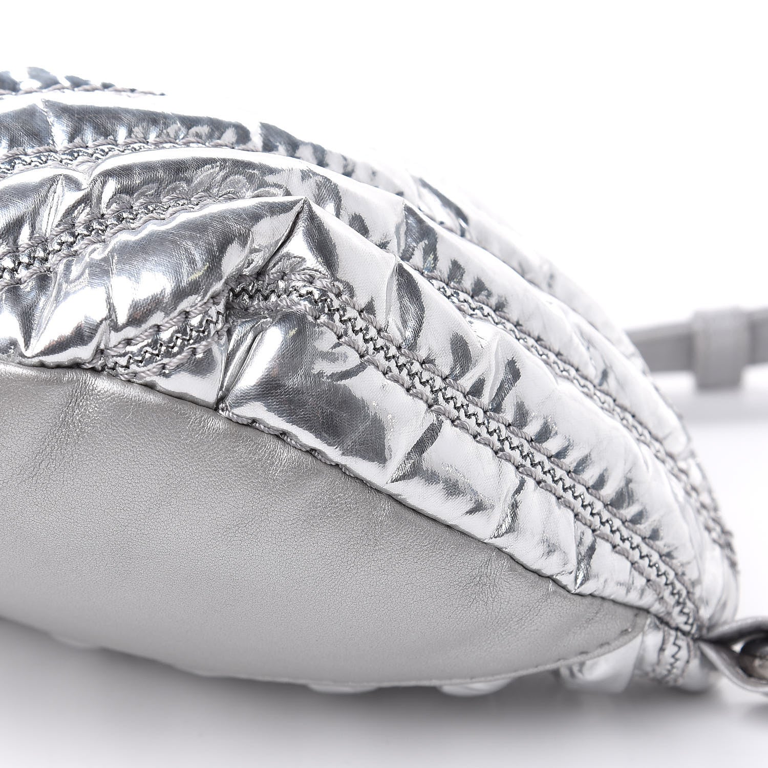 Chanel Metallic Lame Quilted Space Suit Waist Bag Silver 11 of 13