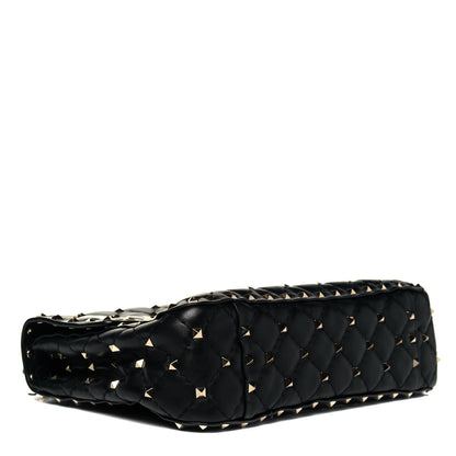 Valentino Garavani Lambskin VLTN Print Medium Rockstud Spike Shoulder Bag Black 4 of 10