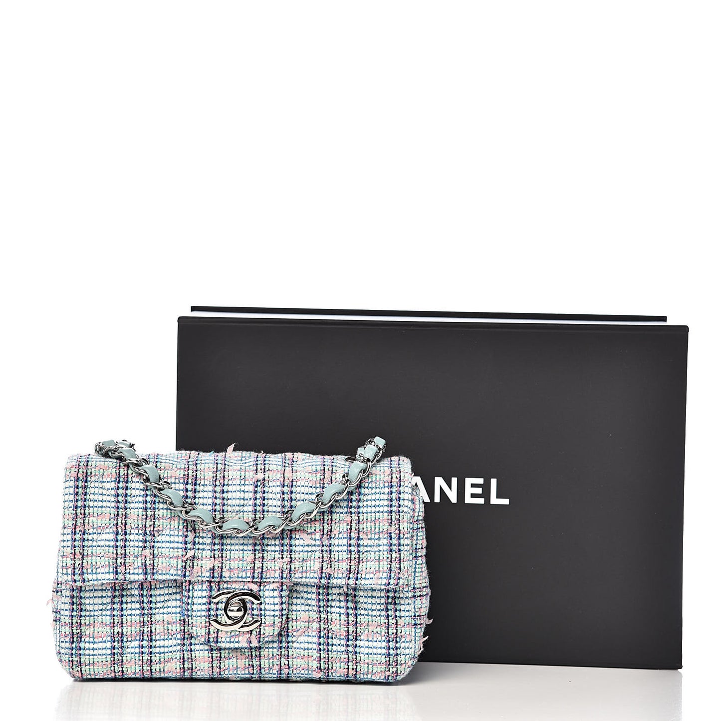 Quilted Mini Rectangular Flap Blue White