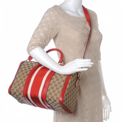 Gucci Monogram Vintage Web Medium Boston Red 2 of 8