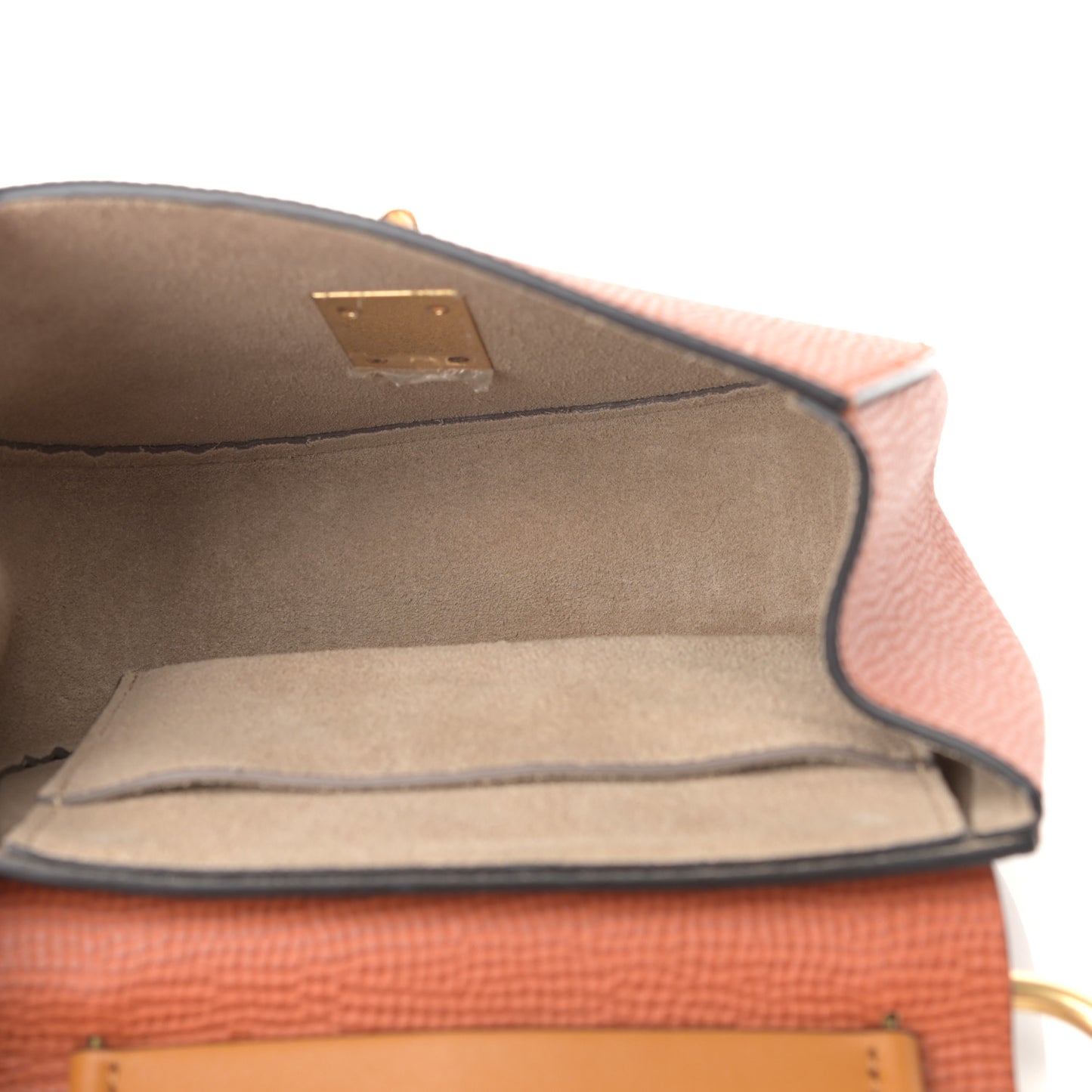 Grained Calfskin Lambskin Bi-Color Drew Shoulder Bag Orange Mustard