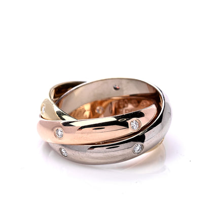 Cartier 18K Pink Yellow White Gold Diamond Trinity Ring 47 4 5 of 7