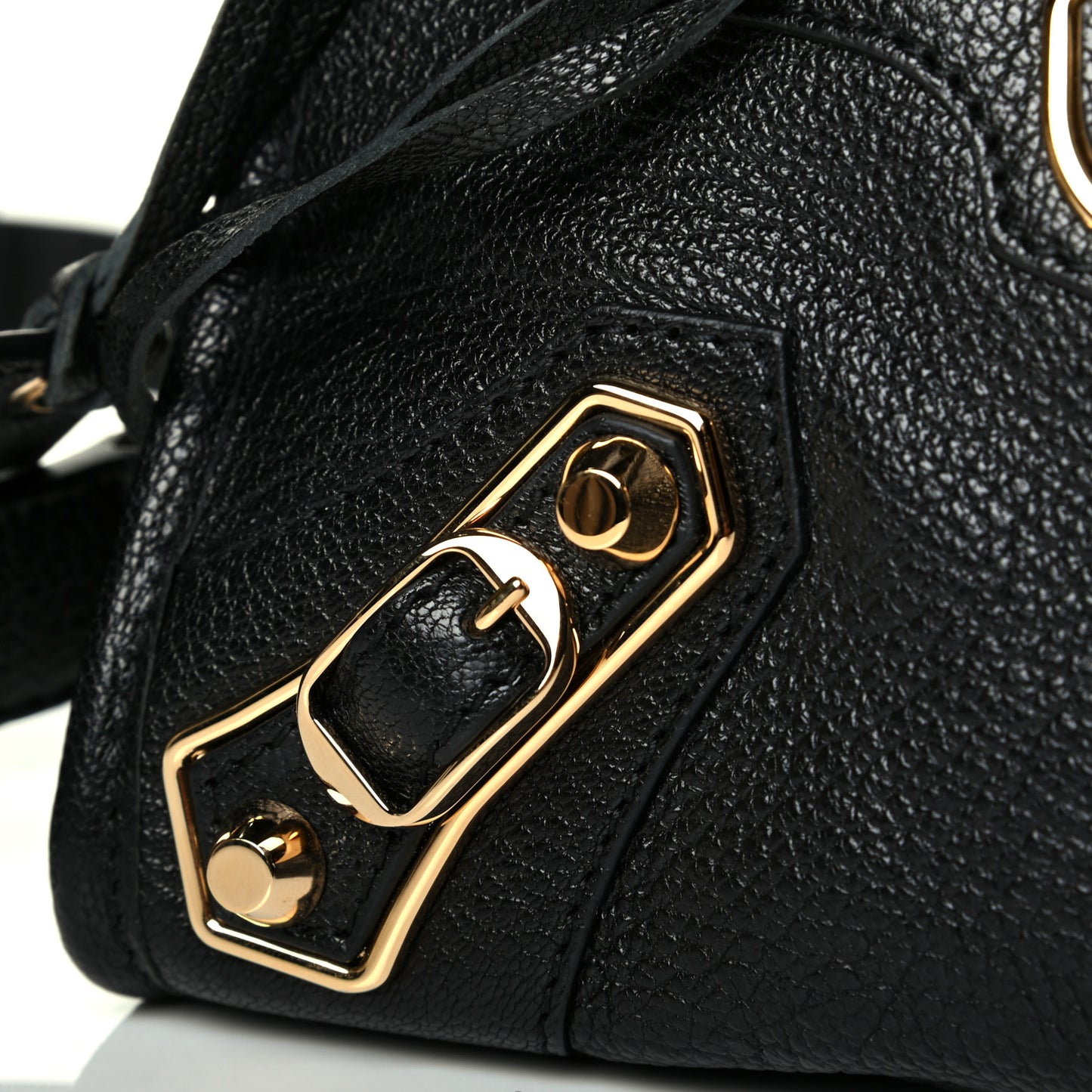 Chevre Gold Metallic Edge Hardware Mini City Black