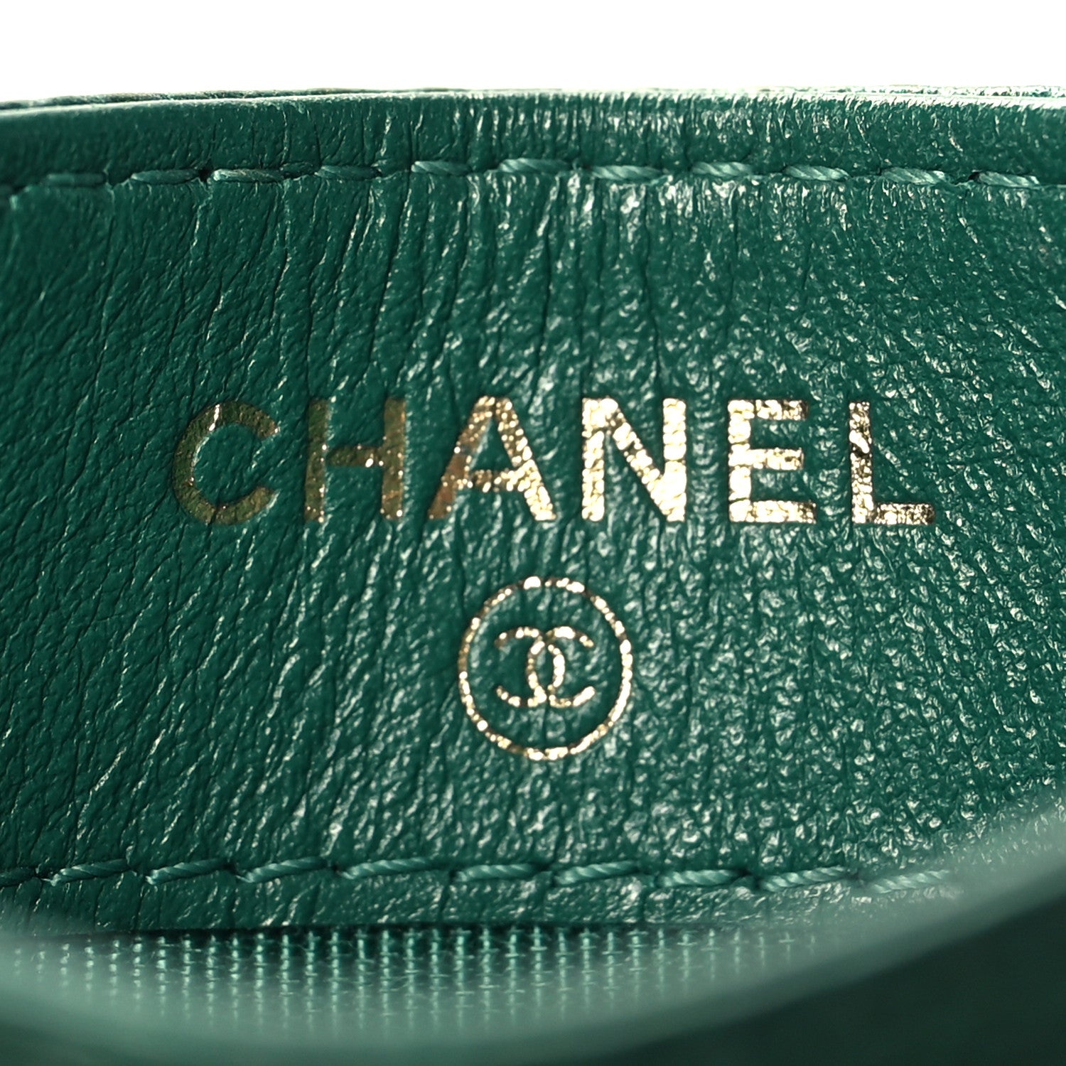 Chanel Metallic Caviar Quilted Card Holder Green 6 of 8