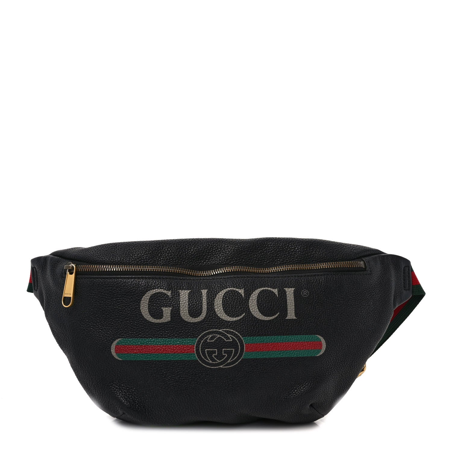Gucci Grained Calfskin Logo Belt Bag Black 1 of 9