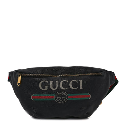Gucci Grained Calfskin Logo Belt Bag Black 1 of 9