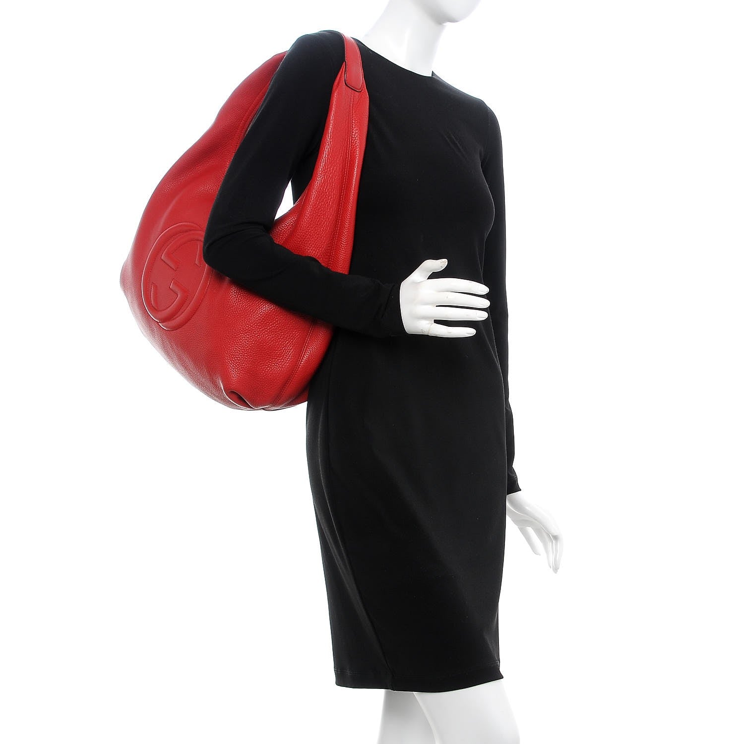 Gucci Pebbled Calfskin Large Soho Hobo Red 2 of 9