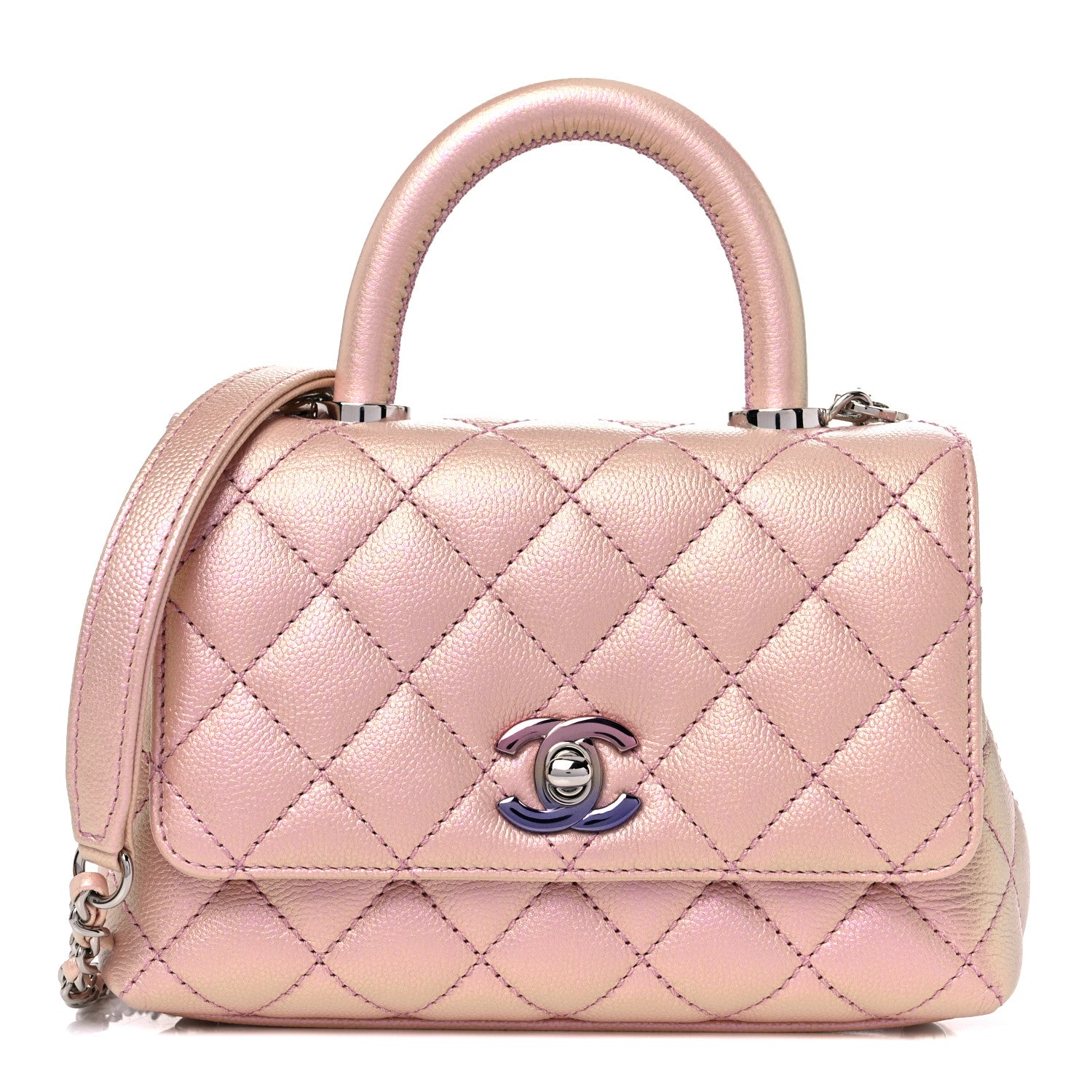Chanel Iridescent Caviar Quilted Extra Mini Coco Handle Flap Light Pink 1 of 10