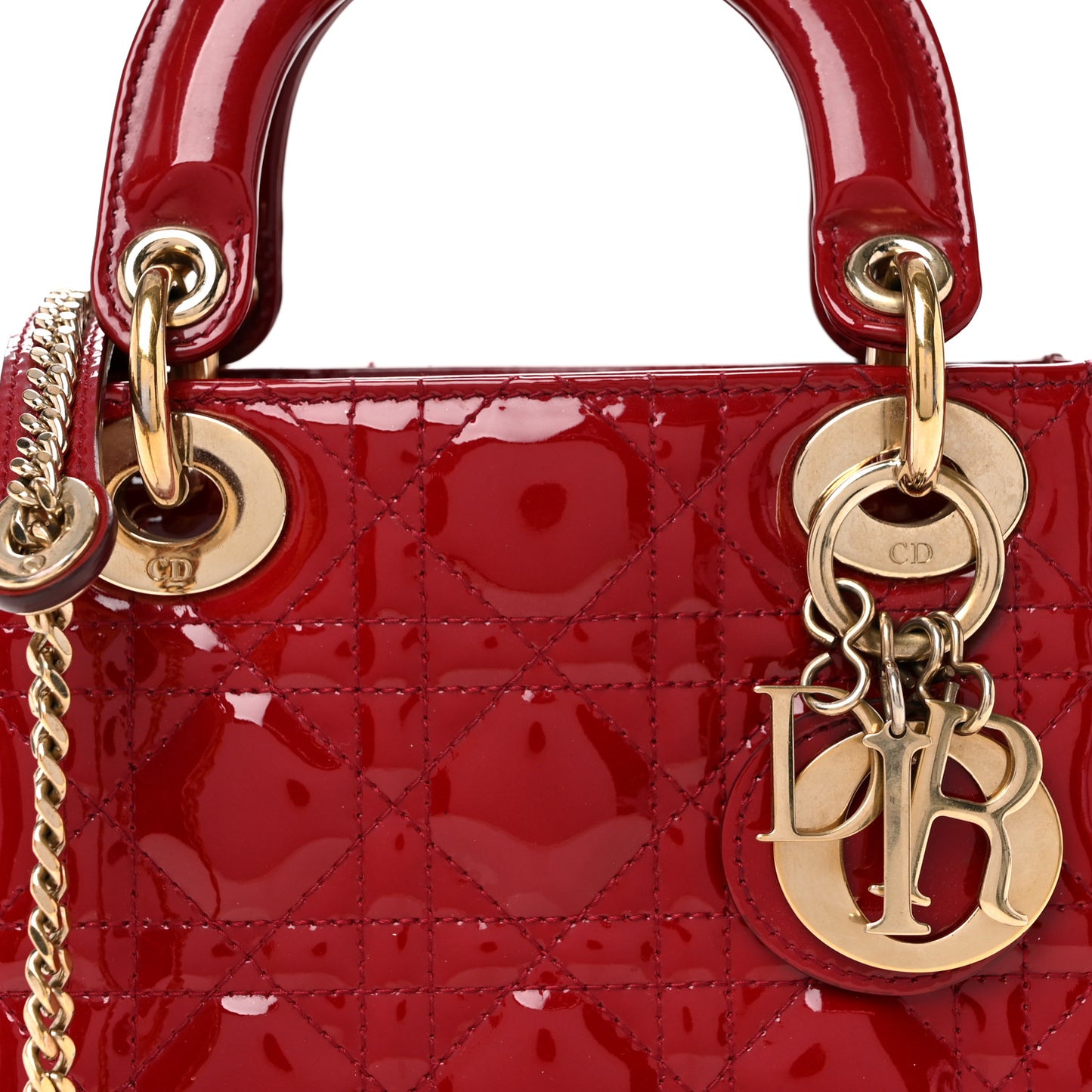 Patent Cannage Mini Lady Dior Red