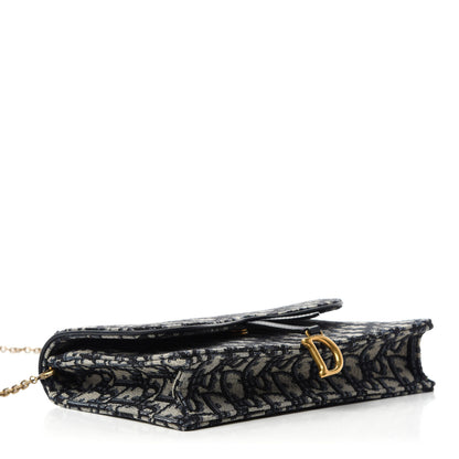 Christian Dior Oblique Saddle Chain Pouch Blue 4 of 10