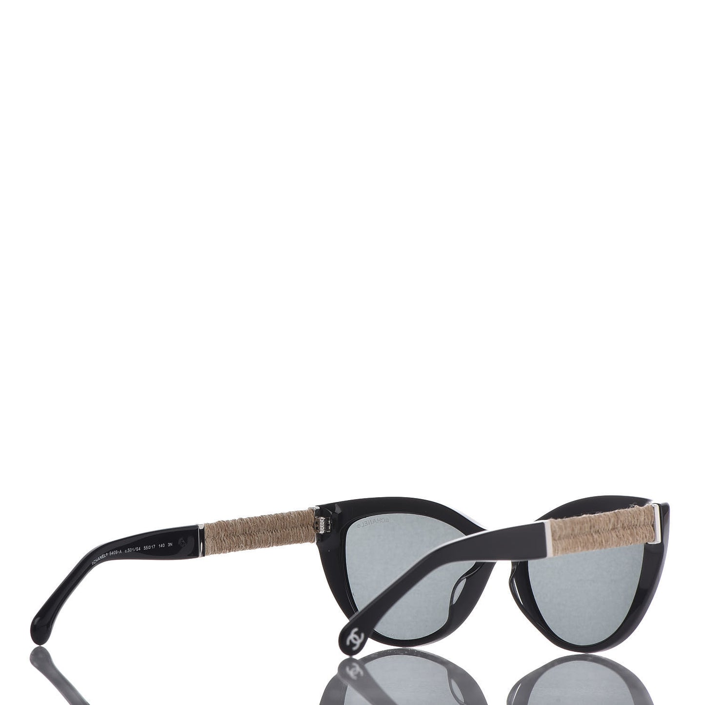 Acetate Rope Cat Eye Sunglasses 5409-A Black
