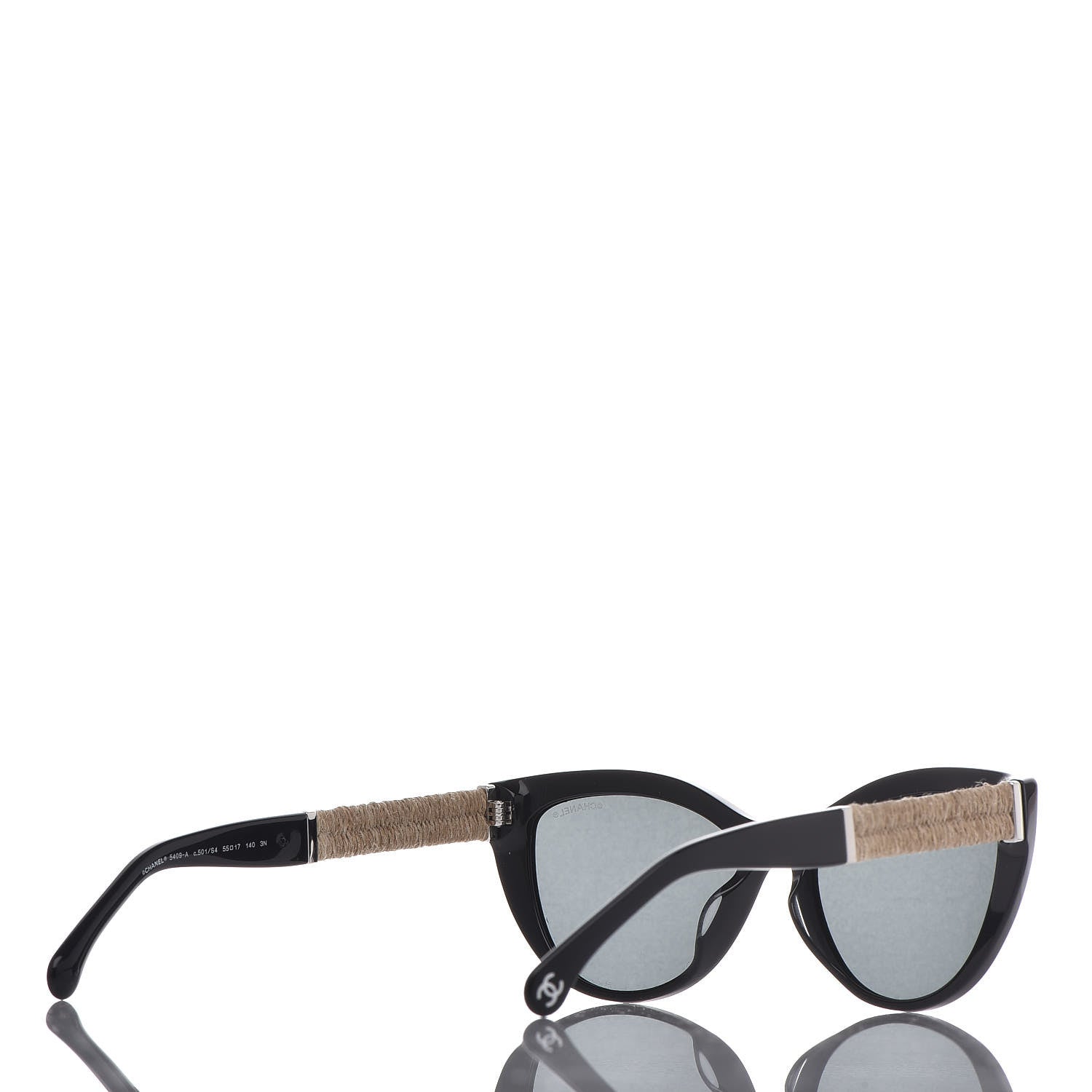 Chanel Acetate Rope Cat Eye Sunglasses 5409-A Black 4 of 8