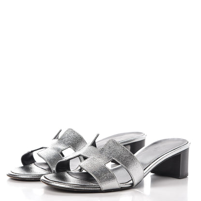 Hermes Metallic Epsom Oasis Sandals 38 Argent 3 of 8