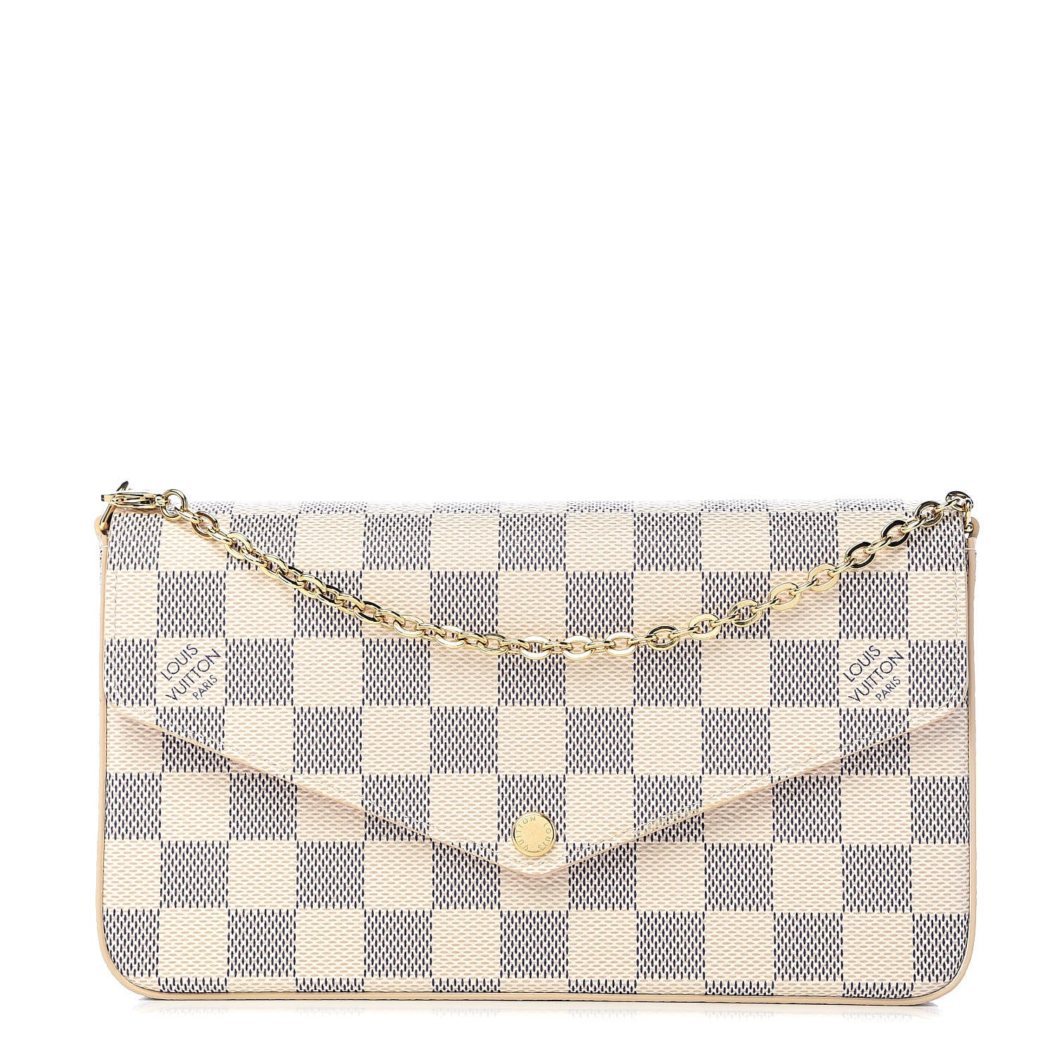 Louis Vuitton Damier Azur Pochette Felicie Chain Wallet Rose Ballerine 1 of 12